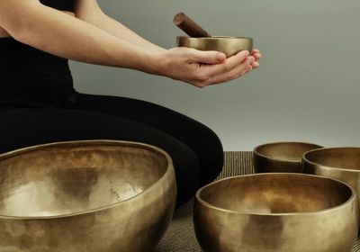 Close-up of a person's hands in a mindful position.